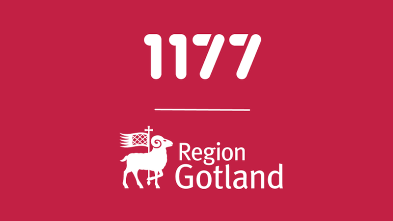 Logotyp 1177 och Region Gotland med röd bakgrund
