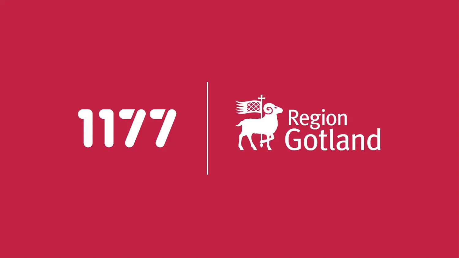 Logotyper 1177 och Region Gotland på röd bakgrund